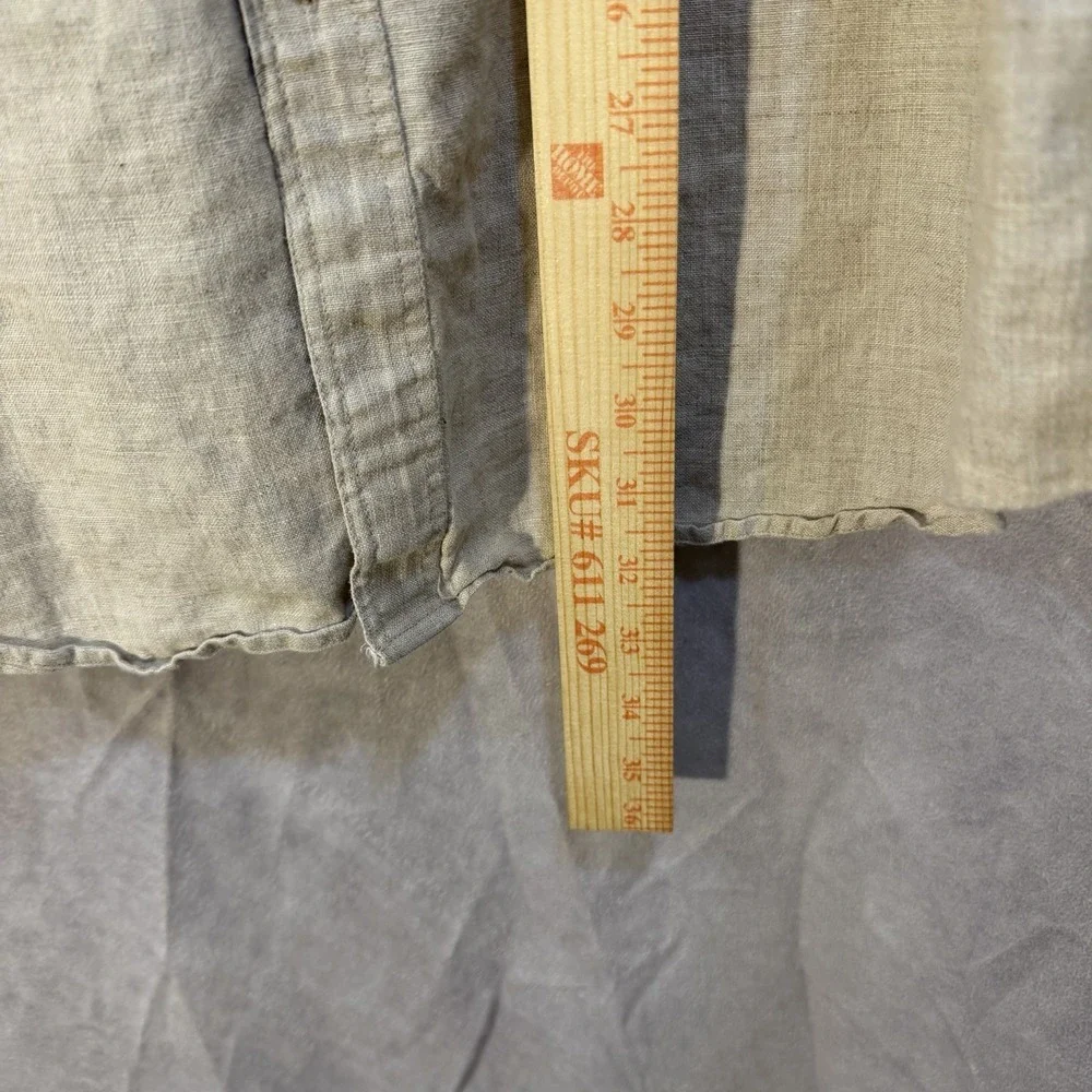 Sean Jean Linen Short Sleeve Button Shirt Beige 2XL Casual Breathable Wear‎